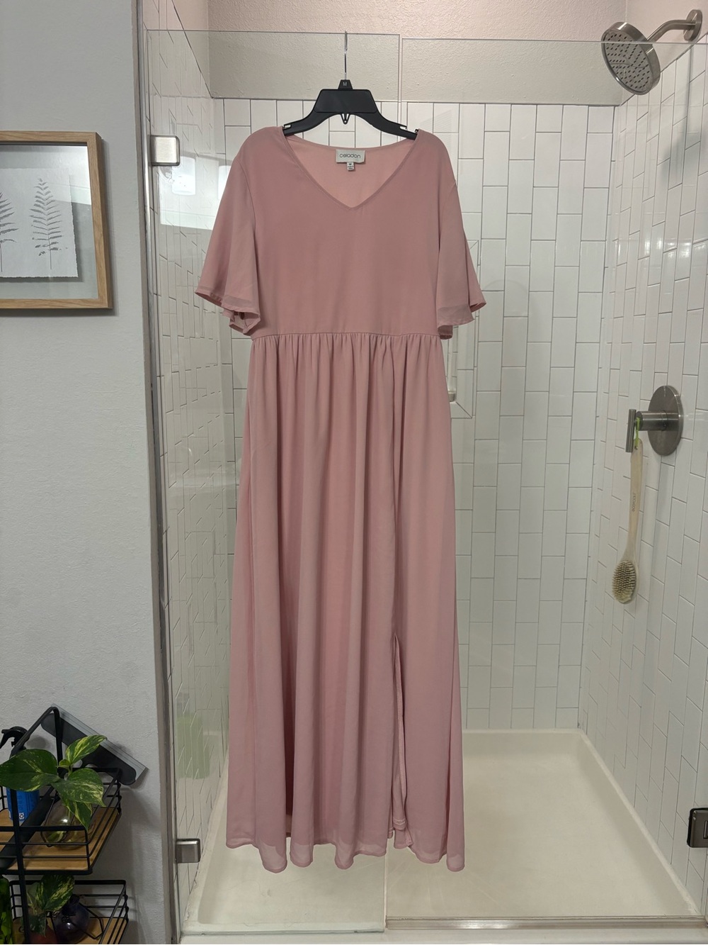 Dusty Blush V-Neck Maxi Dress